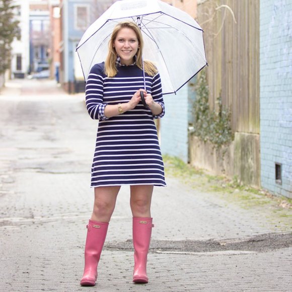 L.L. Bean Mariner Nautical Navy Stripe Dress - Picture 5 of 5